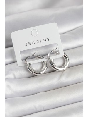 Mç Plus Gümüş Renk Pirinç Halka 20 mm Kadın Küpe