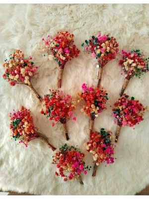 Handmade 10ADET Yaka Çiçeği Damat Yaka Çiçeği Sağdıç Çiçeği Gerçek Şoklanmış Cipsodan