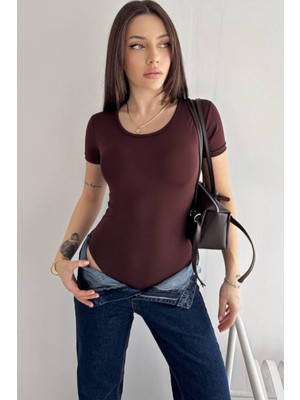 Tarz Cool Basic Body Kadın Kısa Kollu Pamuklu Esnek Bodysuit