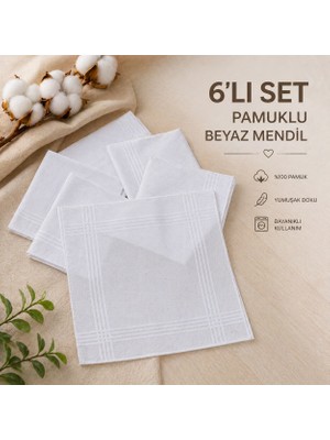 Pamuklu Beyaz Mendil – %100 Pamuk Yumuşak Dokulu Hediyelik Kadın Erkek Cep Mendili 28X28 cm