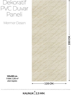 Brano 120 cm x 280 cm Duvar Paneli,salon,duvar,tv Ünitesi-Bej Mermer Desen