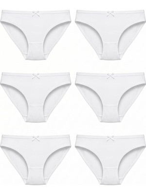 Hepsine Rakip 6'lı Tutku Kadın Pamuklu Fiyonklu Ince Bel Bikini Külot Seti