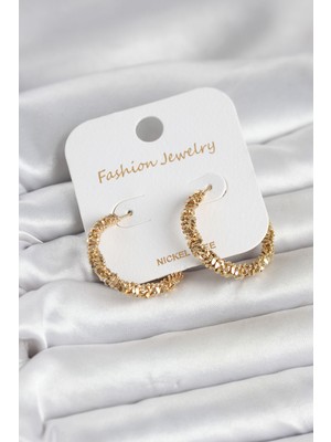 Prativas Gold Renk Pirinç Tırtık Model Kadın Küpe