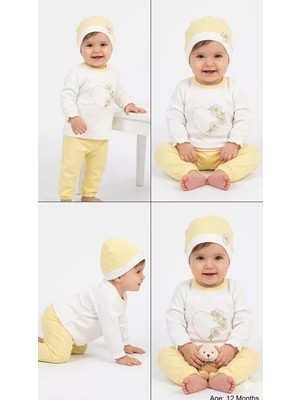 Senka 3/12 Ay Şapkalı Pamuk Bebek Takımı