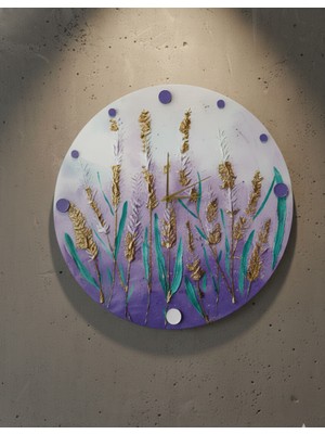 Lavanta Düşleri: Kabartma ve Epoksi Sanat Duvar Saati