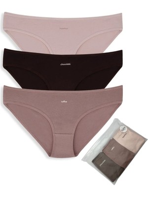 Eslara Kadın 3'lü Paket Pamuklu Bikini Külot Seti - Yazılı Seri
