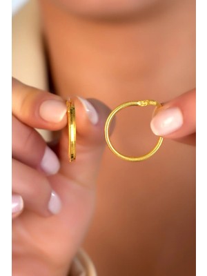 Sunshine 925 Ayar Gümüş ,gold Kaplamalı 2,3 cm Halka Küpe