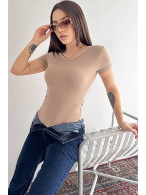 Tarz Cool Basic Body Kadın Kısa Kollu Pamuklu Esnek Bodysuit