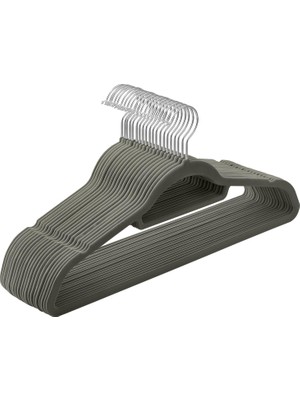 Dora Shopping Kadife Elbise Askısı 20' Set Kaymaz Küçük Bağlantı Demiri 360° Dönen Kanca 0,6 cm Kalın Yerden Tasar