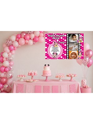 Gmt Ambalaj Mickey Mouse Pembe Temalı Doğum Günü Afişi 150X100 cm Branda Afiş