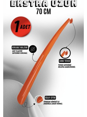 Onur 1 Adet - 70 cm Ayakkabı Çekeceği | Sert Plastik Asılabilir Çekecek Yumuşak Kerata Uzun