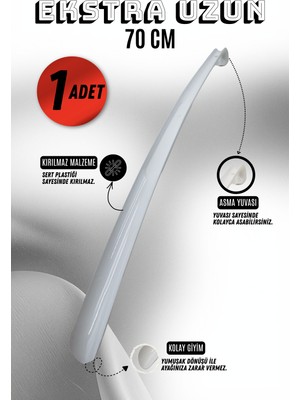Onur 1 Adet - 70 cm Ayakkabı Çekeceği | Sert Plastik Asılabilir Çekecek Yumuşak Kerata Uzun
