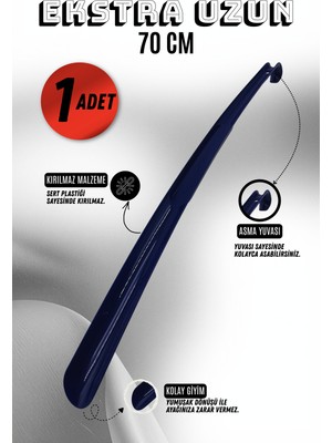 Onur 1 Adet - 70 cm Ayakkabı Çekeceği | Sert Plastik Asılabilir Çekecek Yumuşak Kerata Uzun