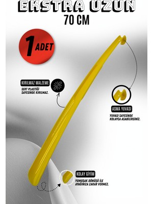 Onur 1 Adet - 70 cm Ayakkabı Çekeceği | Sert Plastik Asılabilir Çekecek Yumuşak Kerata Uzun