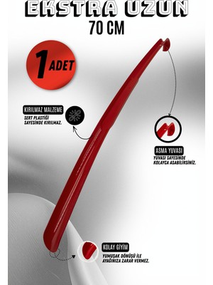 Onur 1 Adet - 70 cm Ayakkabı Çekeceği | Sert Plastik Asılabilir Çekecek Yumuşak Kerata Uzun