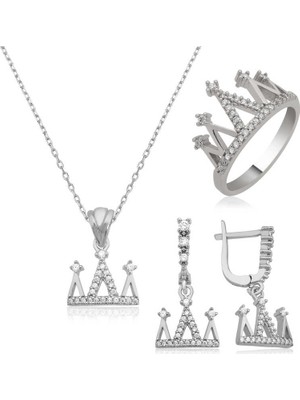 DMR Elegance Gümüş Kraliçe Tacı Bayan Set