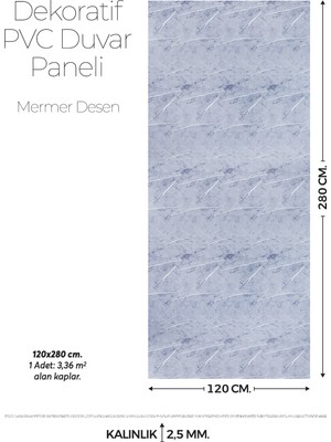 Brano 120 cm x 280 cm Duvar Paneli,salon,duvar,tv Ünitesi-Gri Mermer Desen