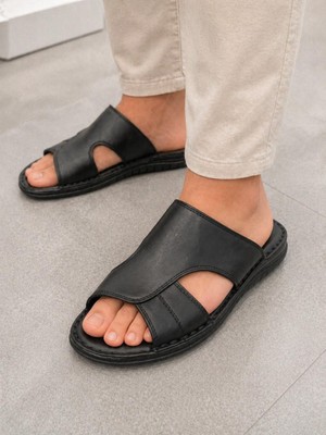 papucumun dünyası Erkek Hakiki Deri Terlik Comfort Taban