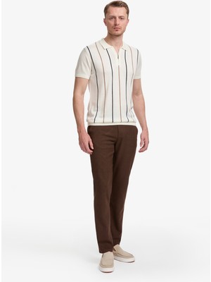 Pierre Cardin Erkek Koyu Kahverengi Slim Fit Kanvas Pantolon 50320822-VR084