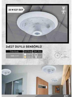  sensörlü tavan armatürü 360°  hareket sensörlü palastik glop 5 adet