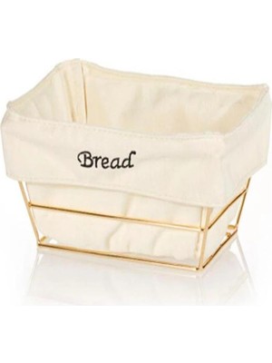 Biradlı Beyaz Bezli Kare Ekmek Sepeti 22X22 cm | Altın Telli – Restoran & Kafe