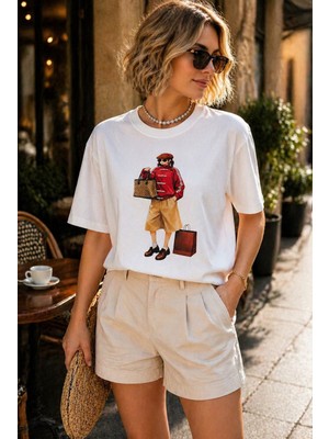İbeeka Yeni Sezon Premium Pamuklu City Girl Firgür Baskılı T-Shirt