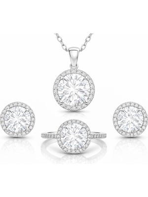 DMR Elegance Gümüş Yuvarlak Montür Tek Taş Set