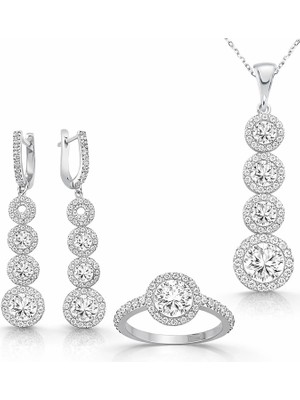 DMR Elegance Gümüş Sıralı Dört Taş Bayan Set