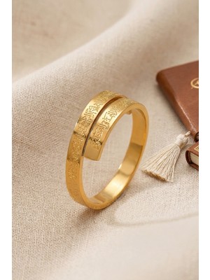 Aurrari Altın Kaplama Ayetel Kürsi Çelik Yüzük