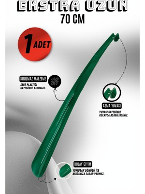 Onur 1 Adet - 70 cm Ayakkabı Çekeceği | Sert Plastik Asılabilir Çekecek Yumuşak Kerata Uzun