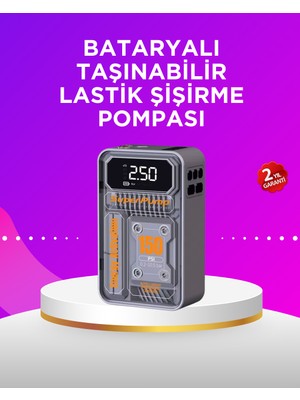 Renklime Mini Boy Elektrikli Şarjlı Yüksek Basınçlı Lastik Şişirme Pompası
