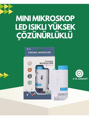 Renklime LED Aydınlatmalı 80–200 Kat Büyütmeli Cep Mikroskop