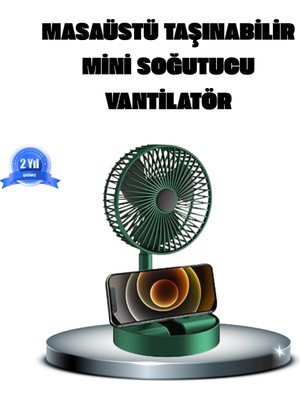 Renklime Katlanabilir Şarjlı Mini Fan 3 Kademeli Hız Ayarlı Taşınabilir