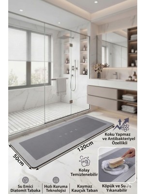 Sihirli Mop Su Emici Banyo Paspası Kaymaz Tabanlı Su Emici Yapı 50X120M Uzun