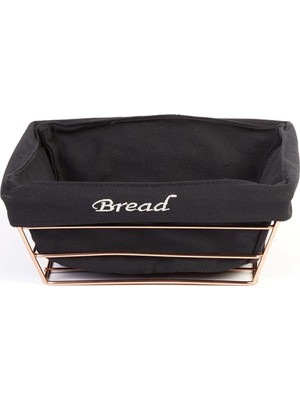 Biradlı Siyah Bezli Kare Ekmek Sepeti 22X22 cm | Bakır Telli – Restoran & Kafe
