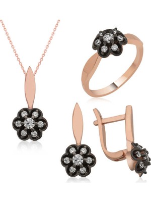 DMR Elegance Gümüş Elmas Montür Çiçek Bayan Set