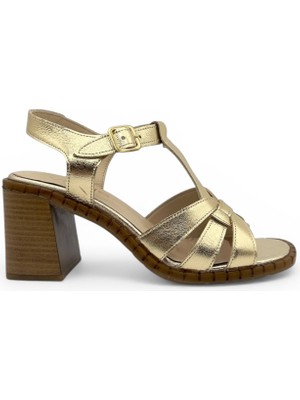 Vieris Selvona Gold Hakiki Deri Casual Kadın Sandalet