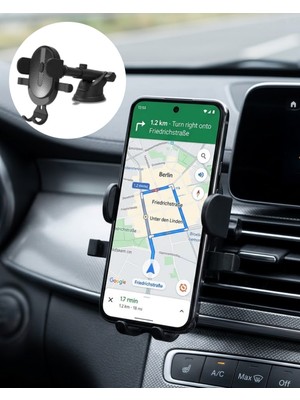 Renklime Araç Havalandırma Telefon Tutucu 360 Derece Döner Otomatik Kilitli Stand