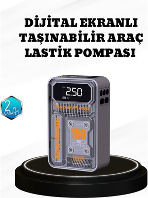 Renklime 150 Psı Kablosuz Şarjlı Hava Pompası – LED Ekranlı ve Otomatik Kapanma Özellikli