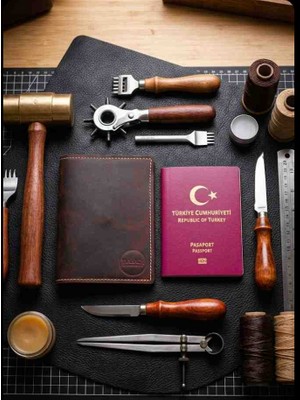 Vintage Leather Craft Deri Pasaport Kılıfı