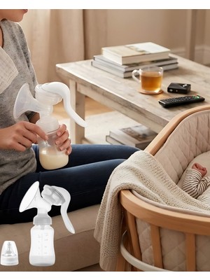Renklime Taşınabilir Manuel Göğüs Pompası Ayarlanabilir Vakumlu 180 ml Şişeli