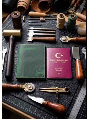 Vintage Leather Craft Hakiki Deri Pasaport Kılıfı