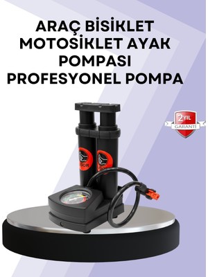 Renklime Basınç Saatli Ayak Pompası Bisiklet ve Araç Uyumlu