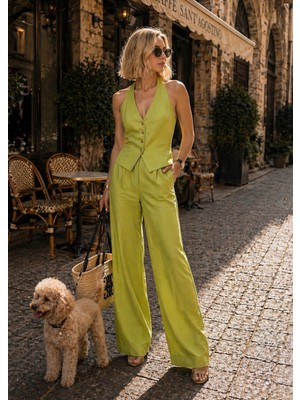 İbeeka Lime Verde Aura Takım Yelek Pantolon Set - Yeşil - S - ST01129-YEŞİL-S