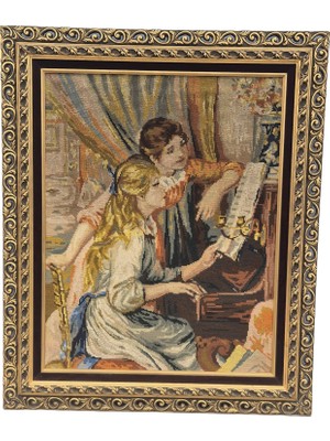 Hasyılmaz Piyano Başında Genç Kızlar Temalı Goblen Dokuma Tablo 74X89CM
