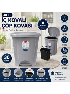 Rio 30 Lt Iç Kovalı Çöp Kovası