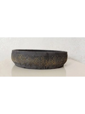 Beton Aranjman ve Bonsai Saksısı Ağız Çap 25-30 cm Çap Antrasit Gold