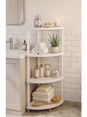 Mooncapella 4 Raflı Çevir Tak Köşe Dolabı Banyo Rafı Banyo Dolabı Mutfak Rafı Mutfak Dolabı