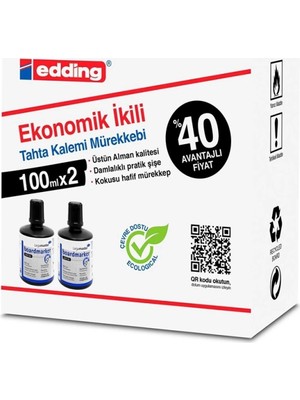 Özbience 100ML Siyah Tahta Kalemi Mürekkebi, 2'li Paket, Kaliteli Yazım Için