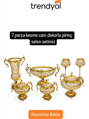 Betonique Stone 7 Parça Pirinç Kuş ve Ağaç Dekorlu Salon Seti